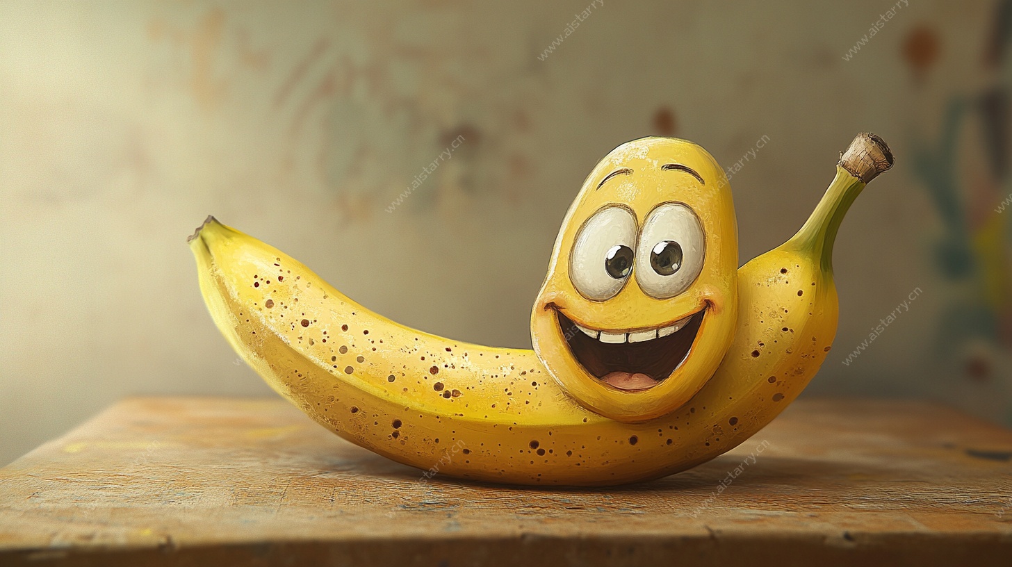 微笑香蕉趣味插画