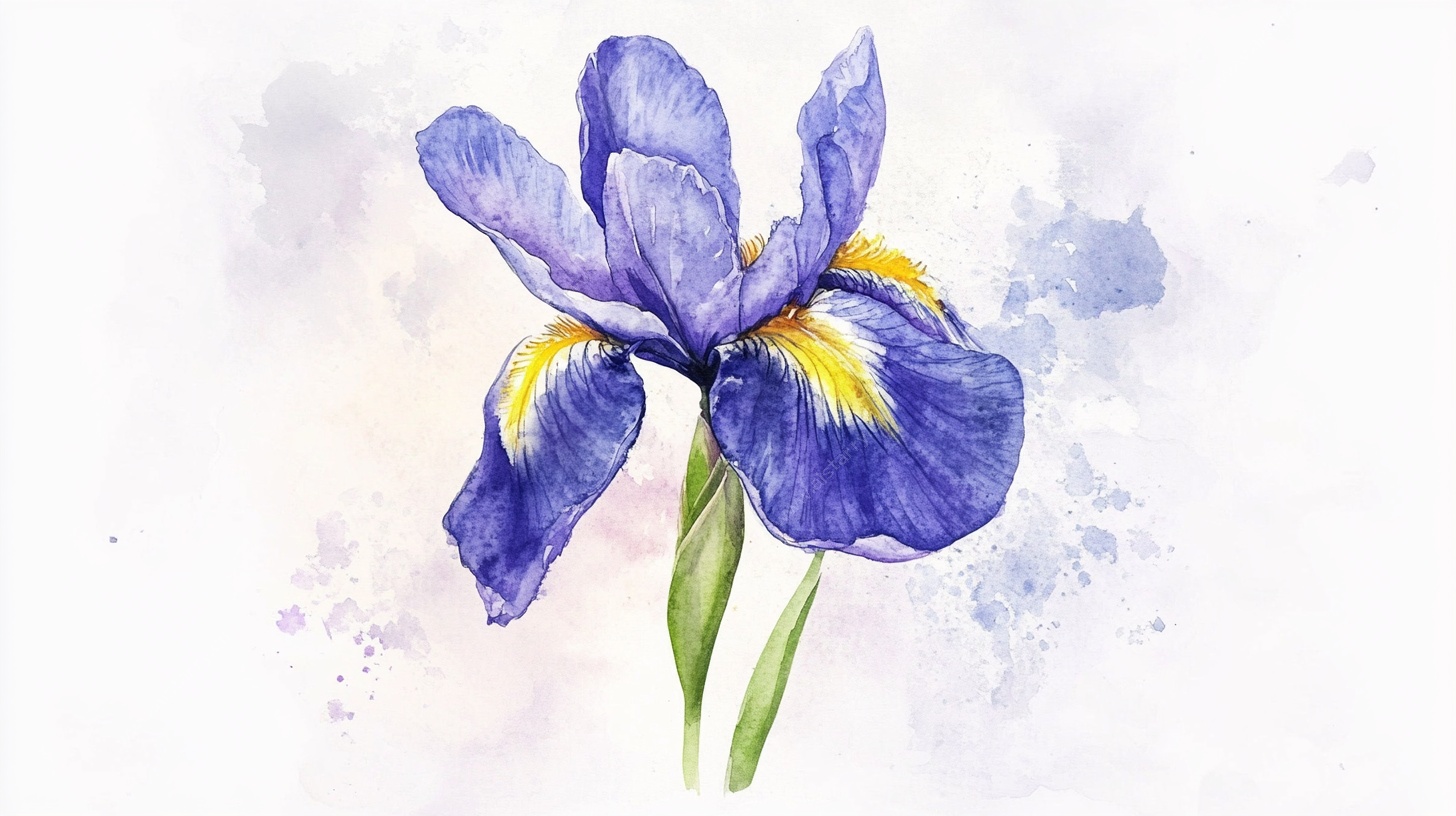 水彩鸢尾花插画