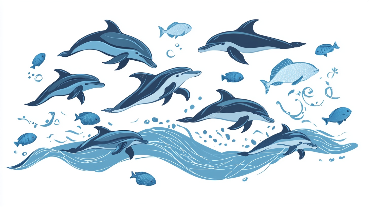 海洋精灵海豚畅游图