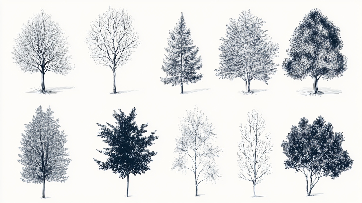 冬季树木插画集合