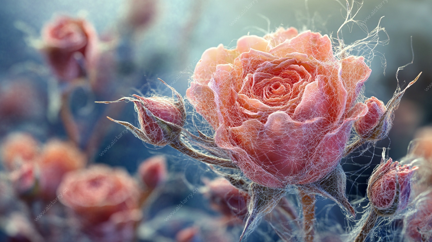 梦幻粉色玫瑰特写