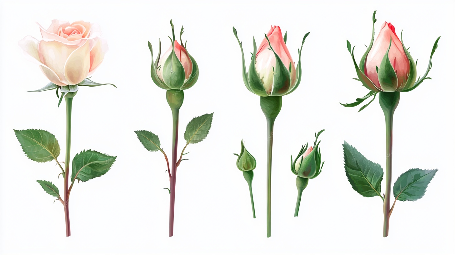 玫瑰花朵生长阶段展示图
