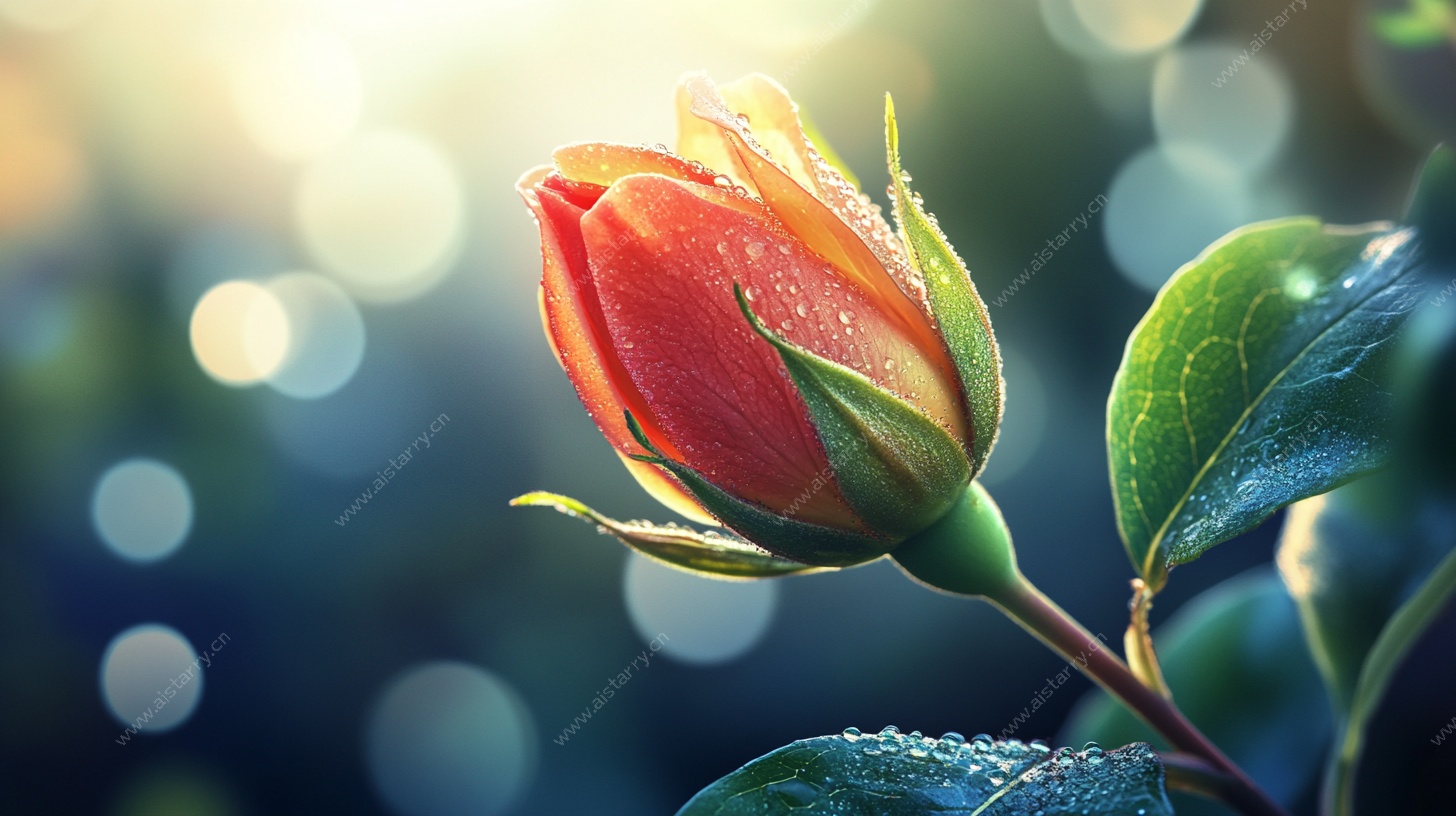 晨露中的娇艳玫瑰