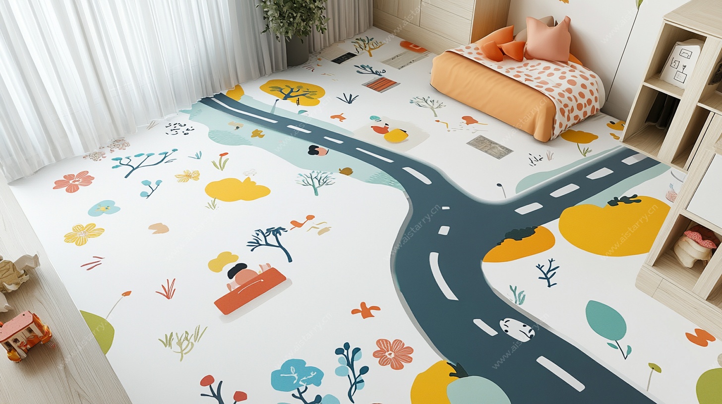 儿童房趣味道路图案地垫