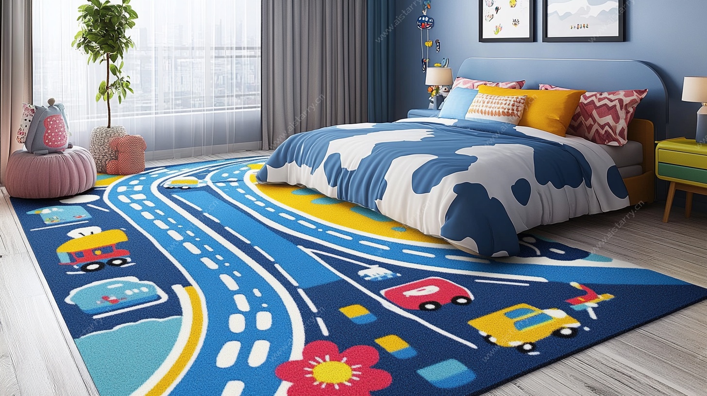 儿童房趣味交通主题地毯