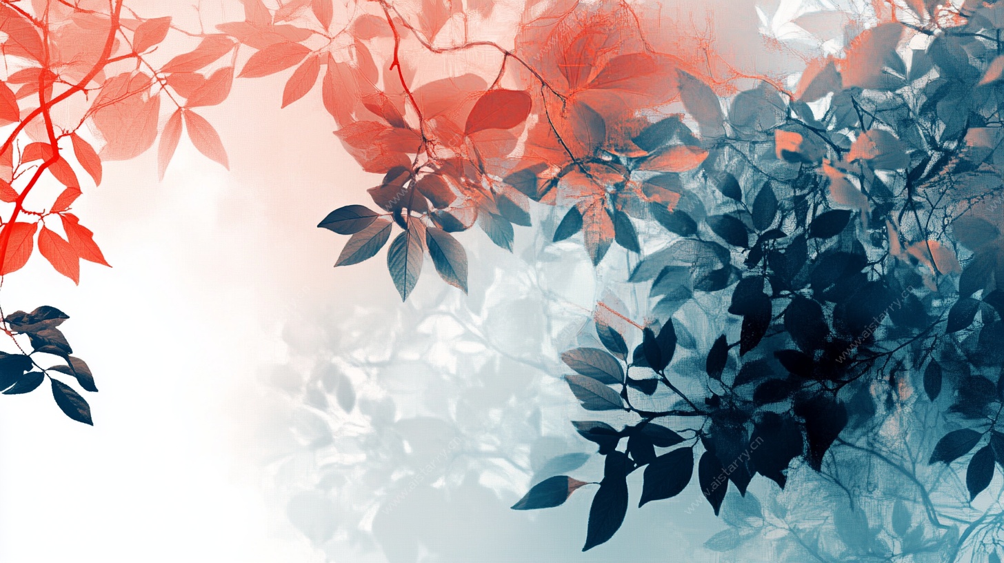 渐变树叶水彩背景图