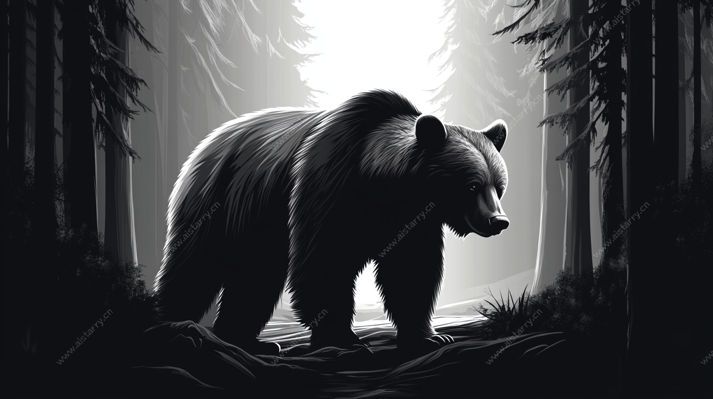 森林中的黑熊剪影