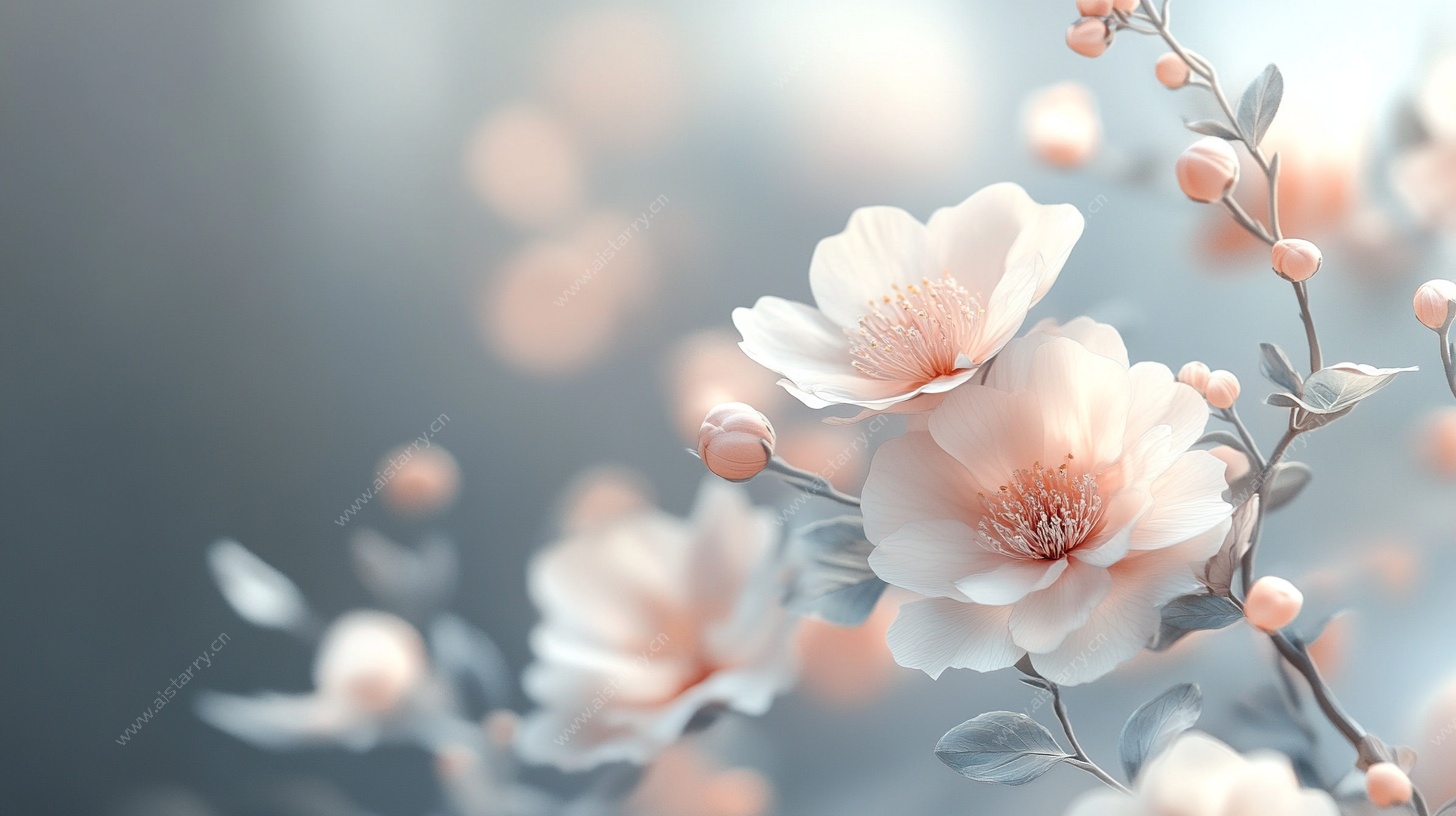 淡雅粉色花卉特写