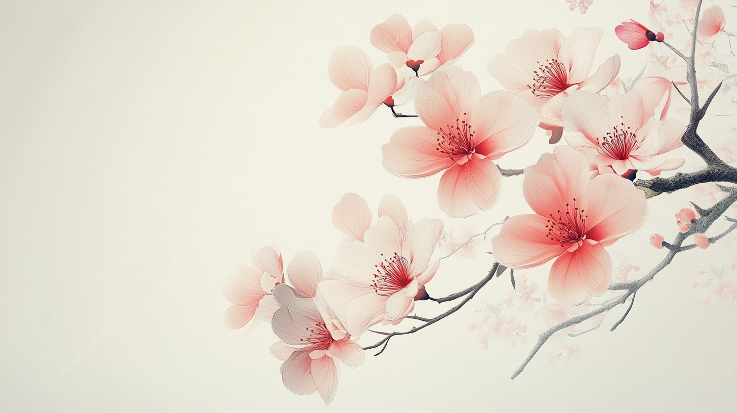 粉色烂漫桃花枝