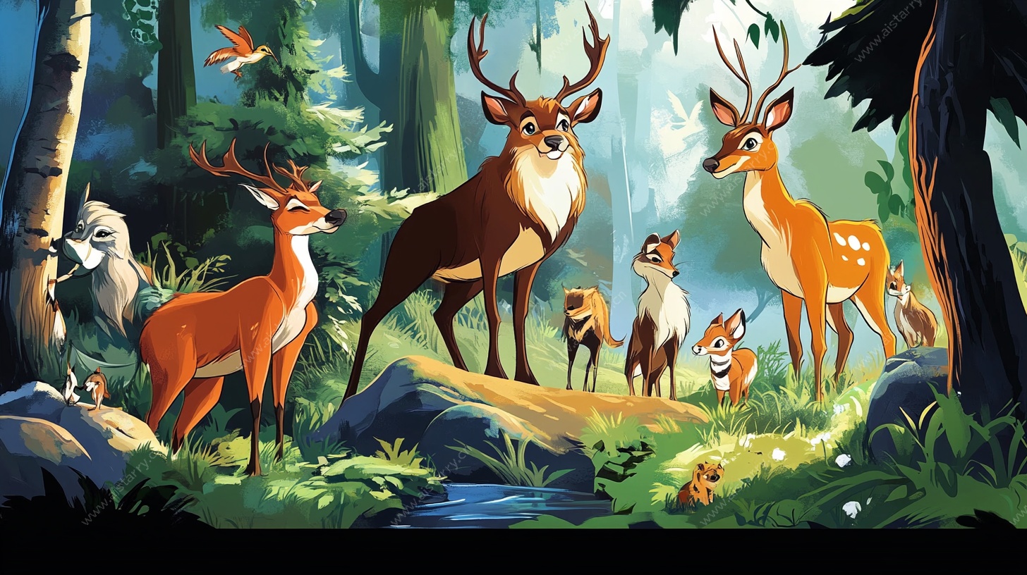 森林中的动物聚会