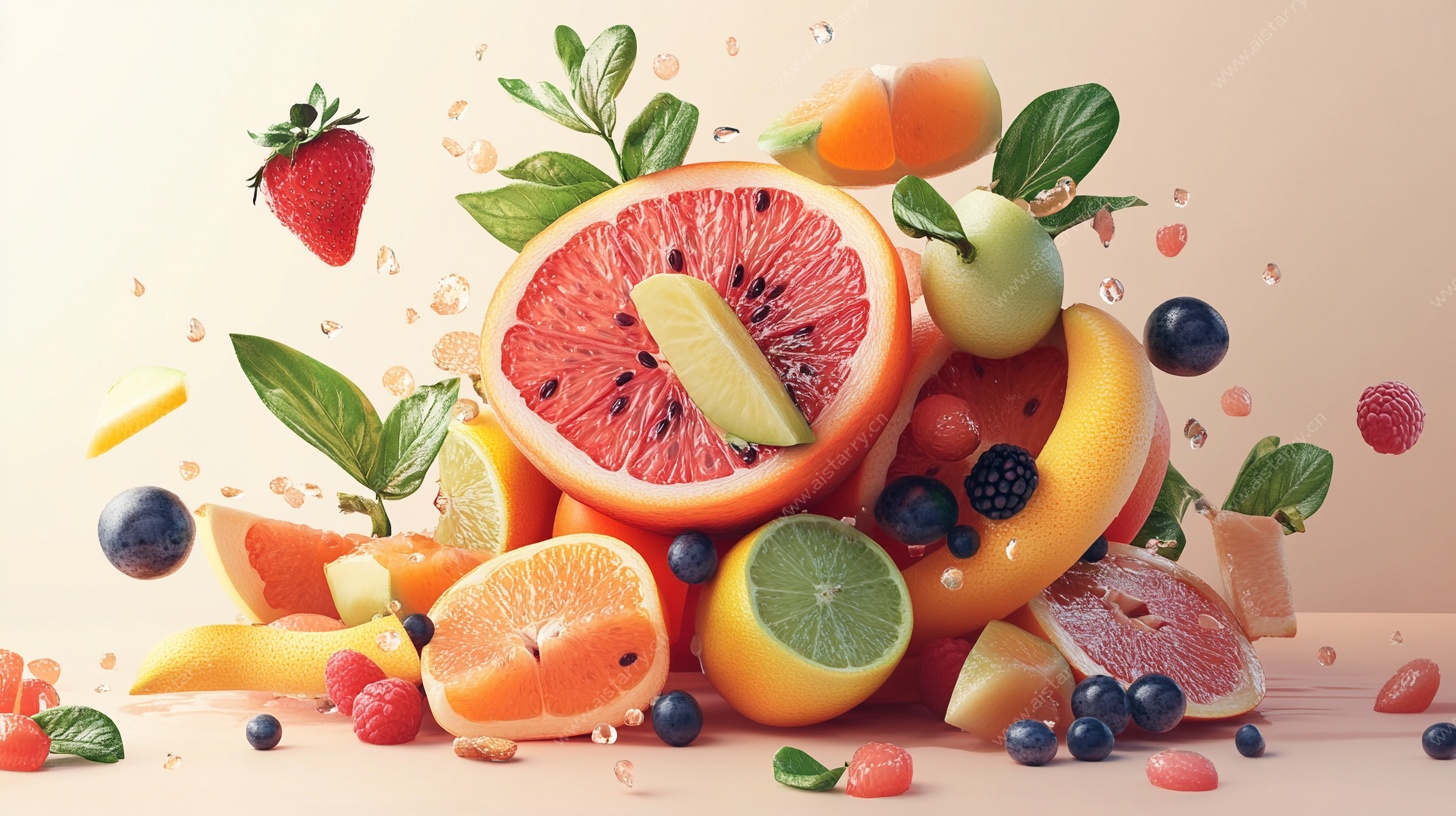 缤纷水果创意堆叠画面