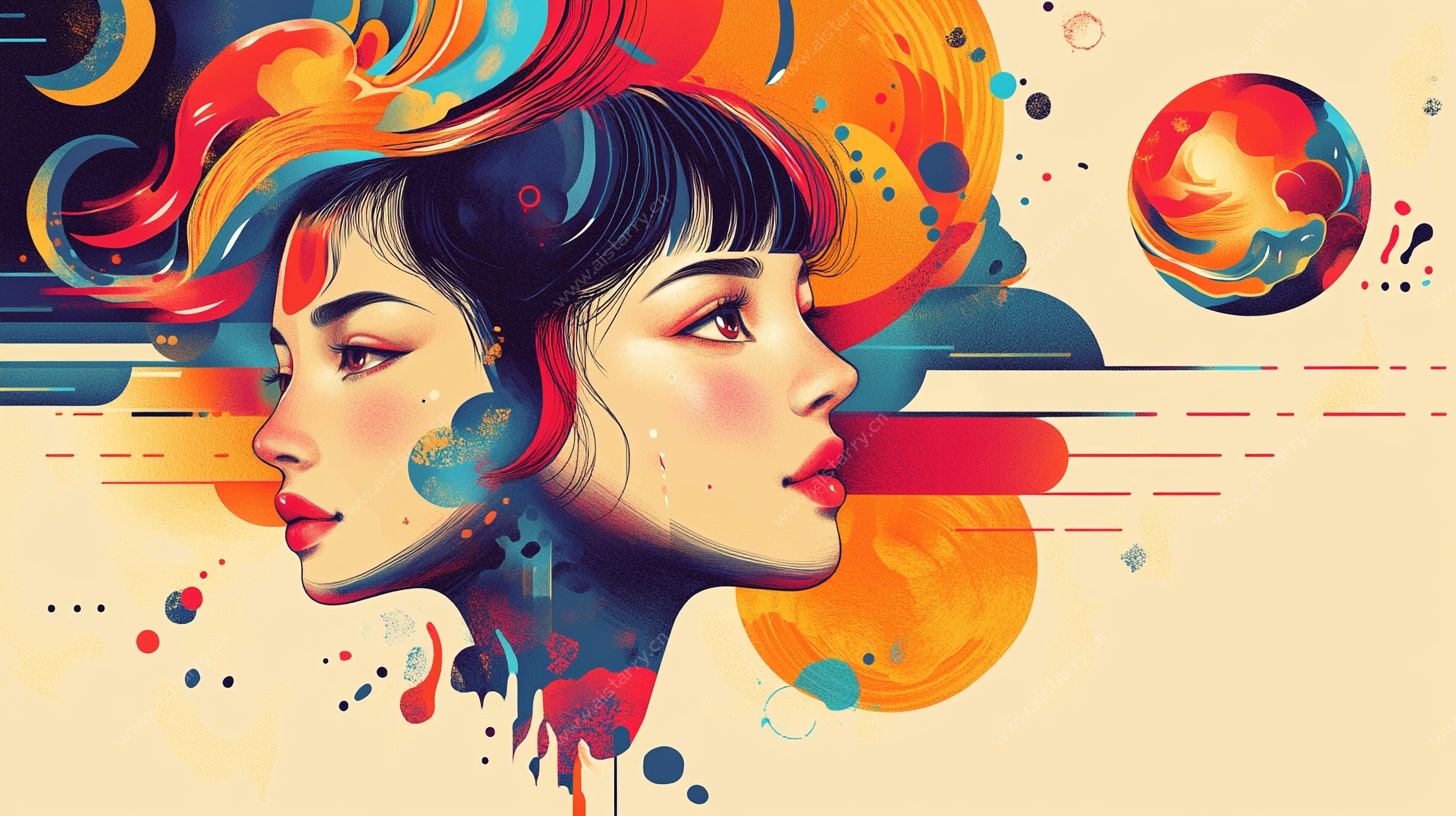 梦幻双生少女插画