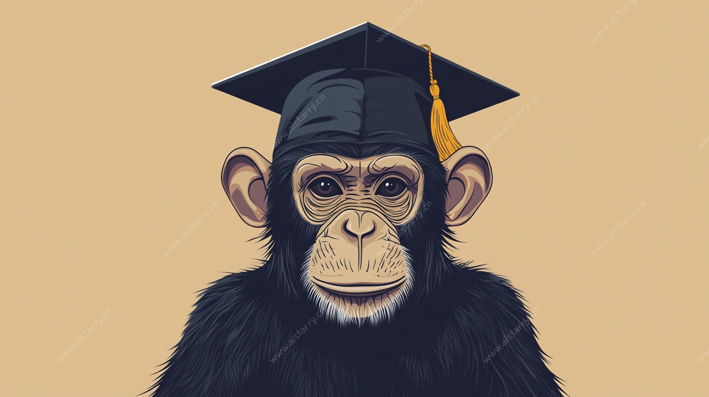 戴学士帽的黑猩猩