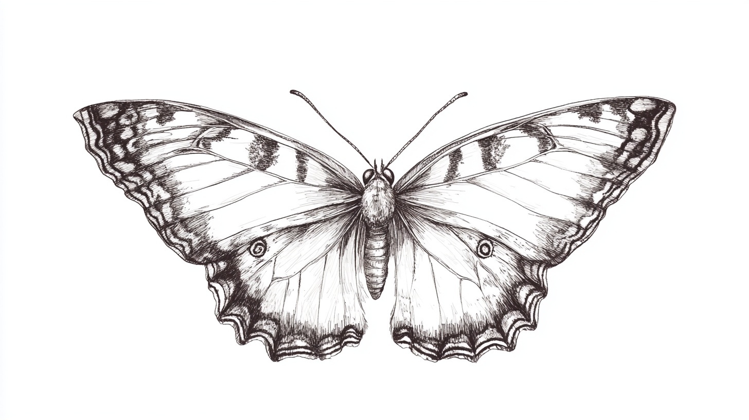 手绘黑白蝴蝶图案