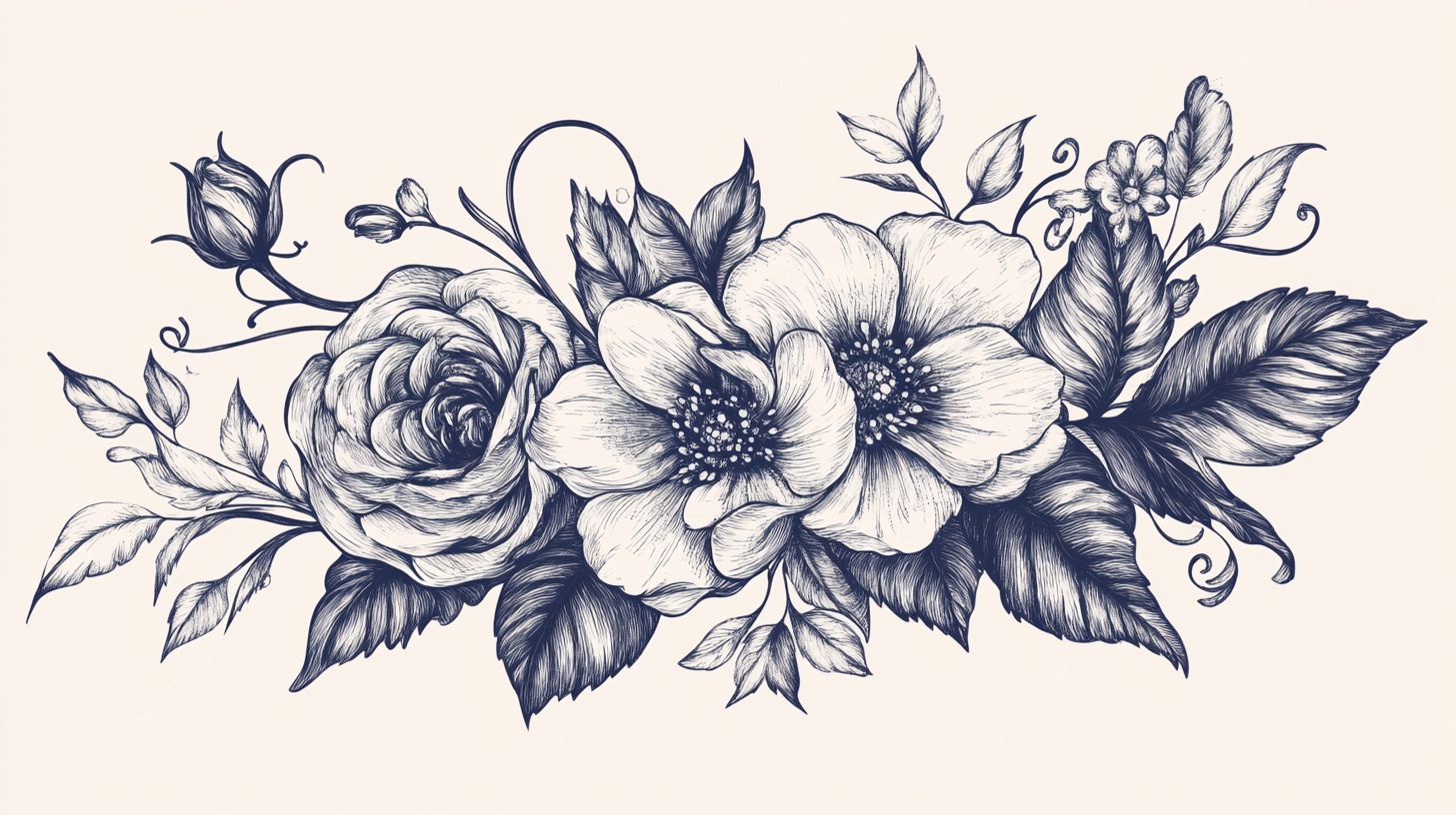 复古花卉手绘图案