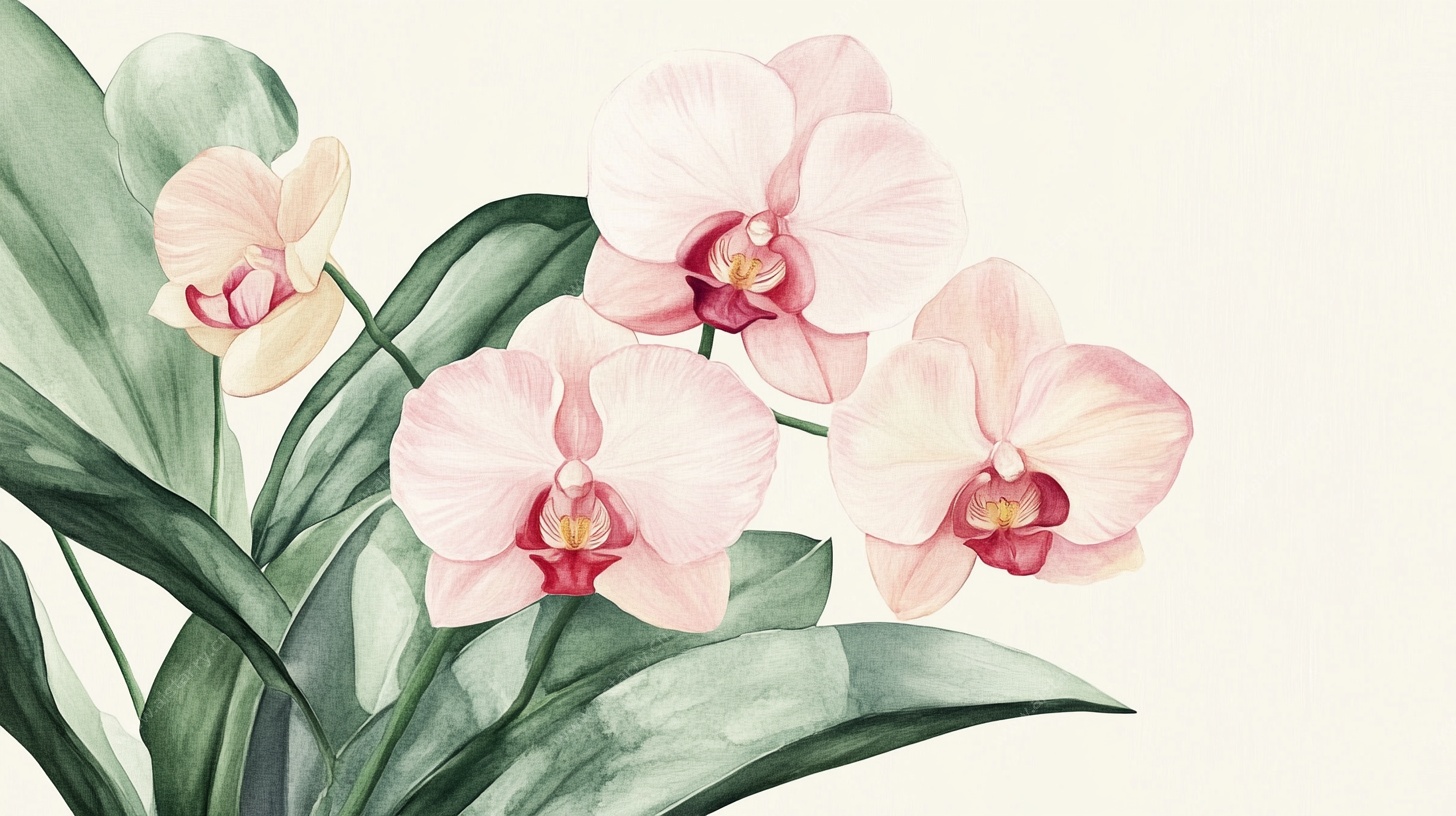粉色蝴蝶兰水彩画