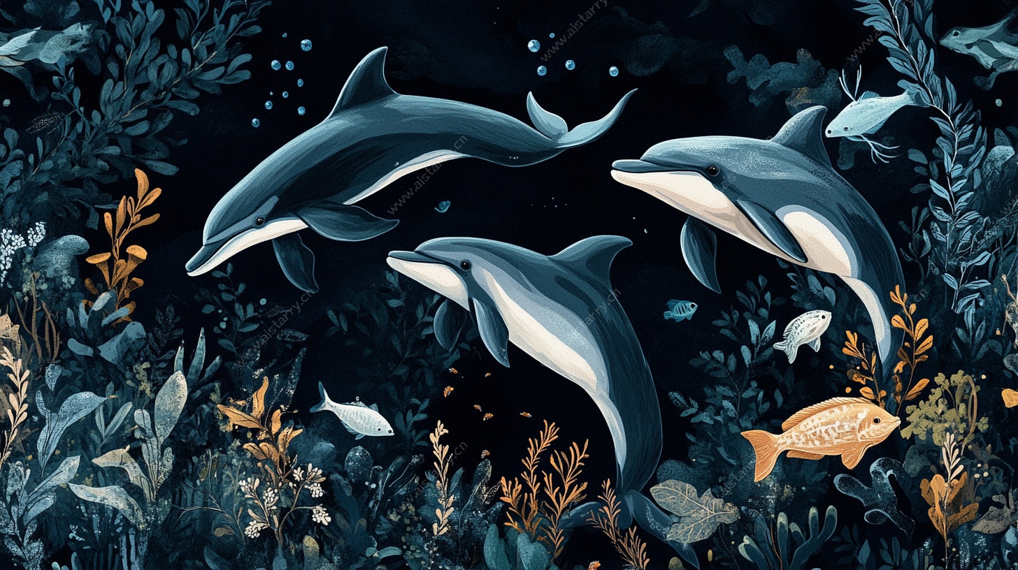 海底海豚畅游图