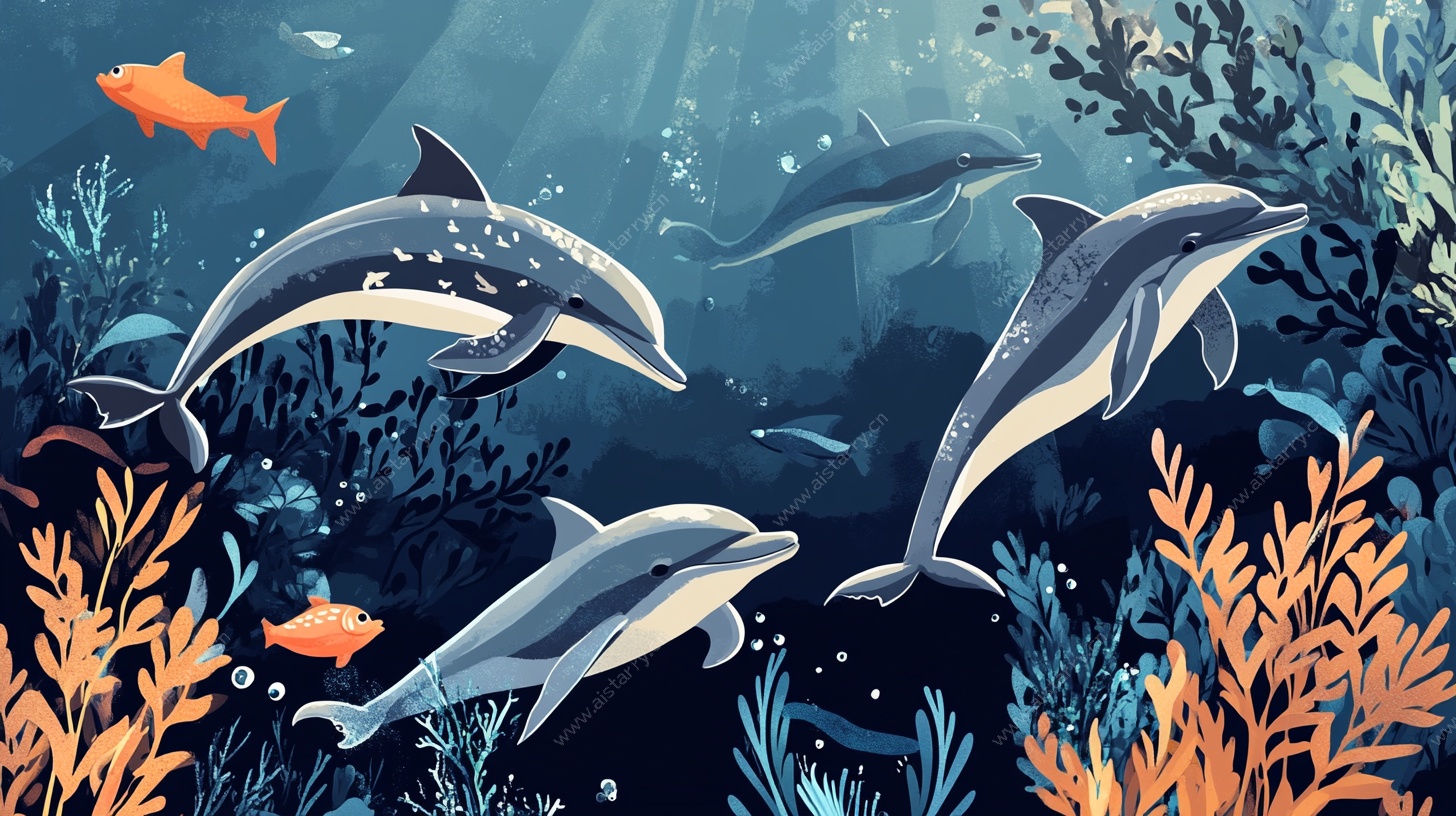 海豚畅游的海底世界