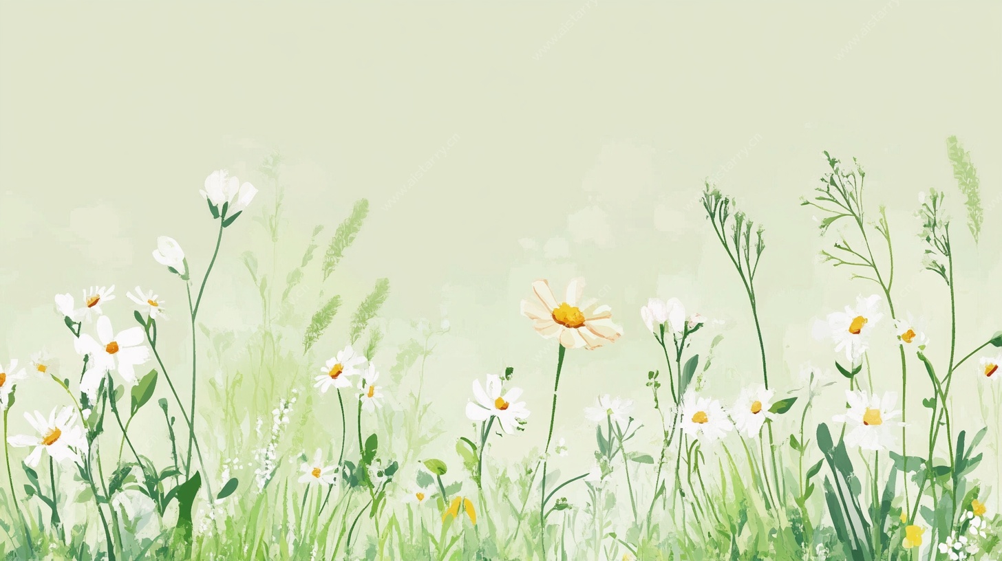 清新雏菊草地插画