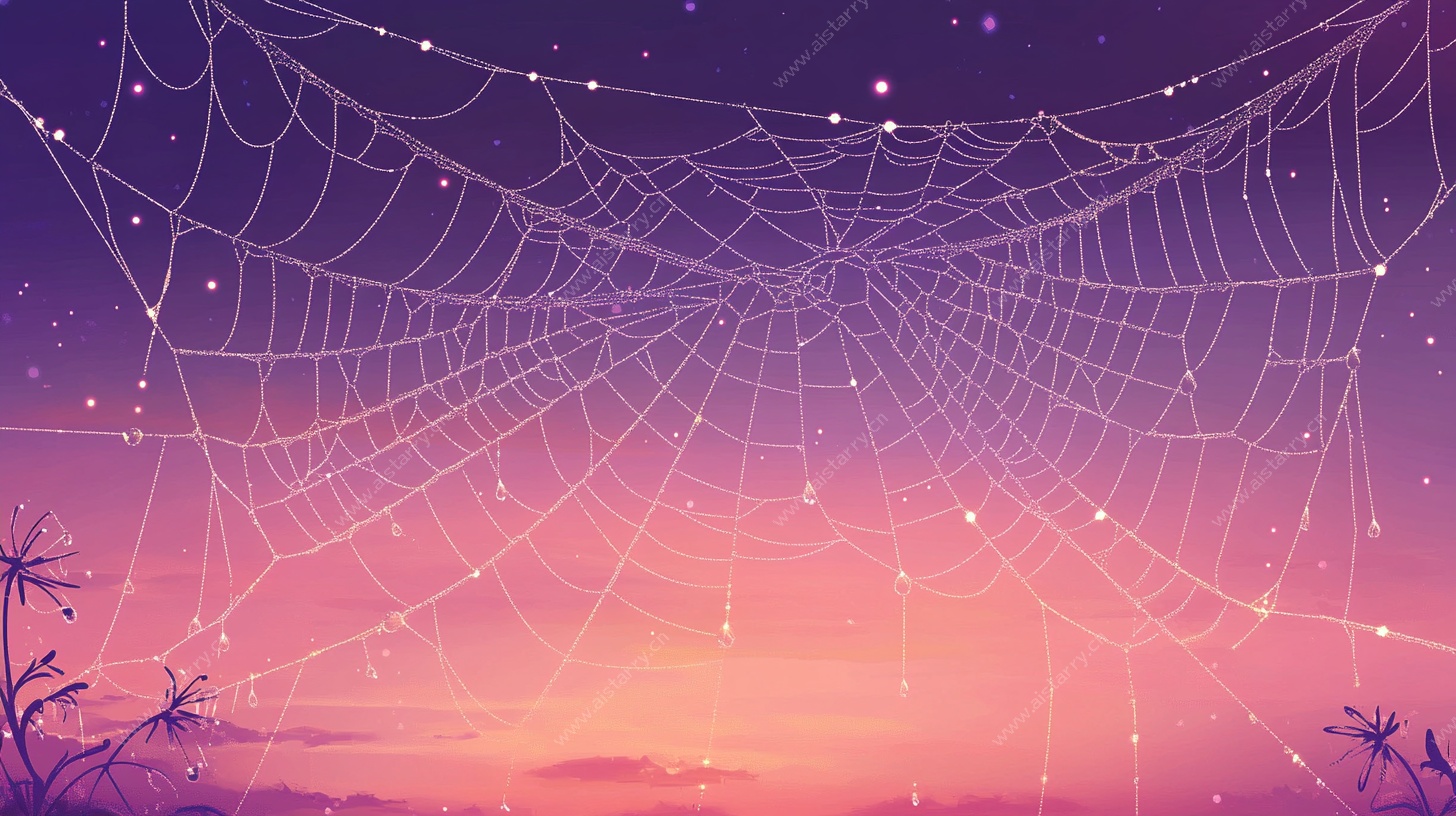 梦幻蛛网下的浪漫黄昏