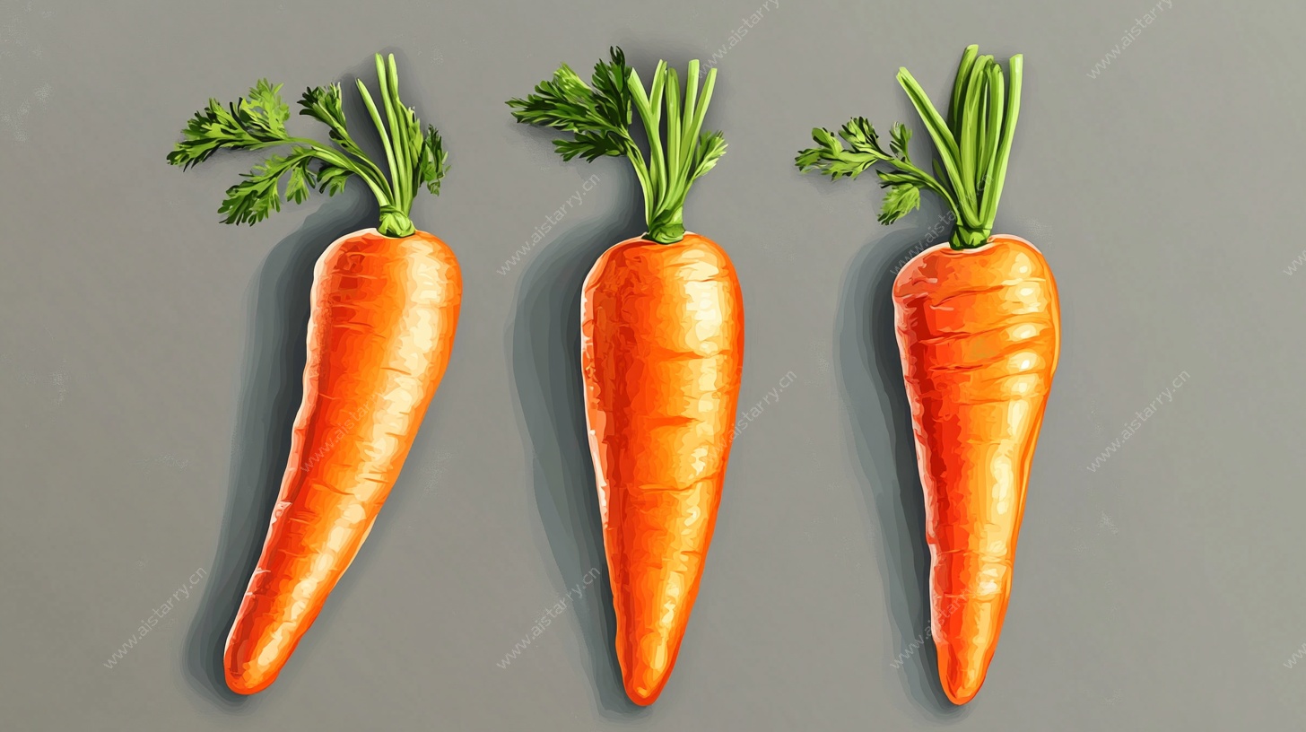 三根鲜胡萝卜插画