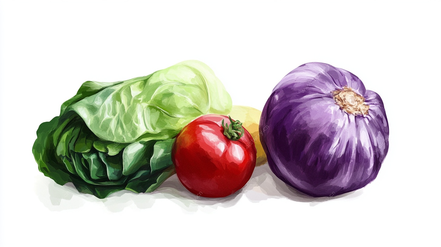 新鲜蔬菜静物画