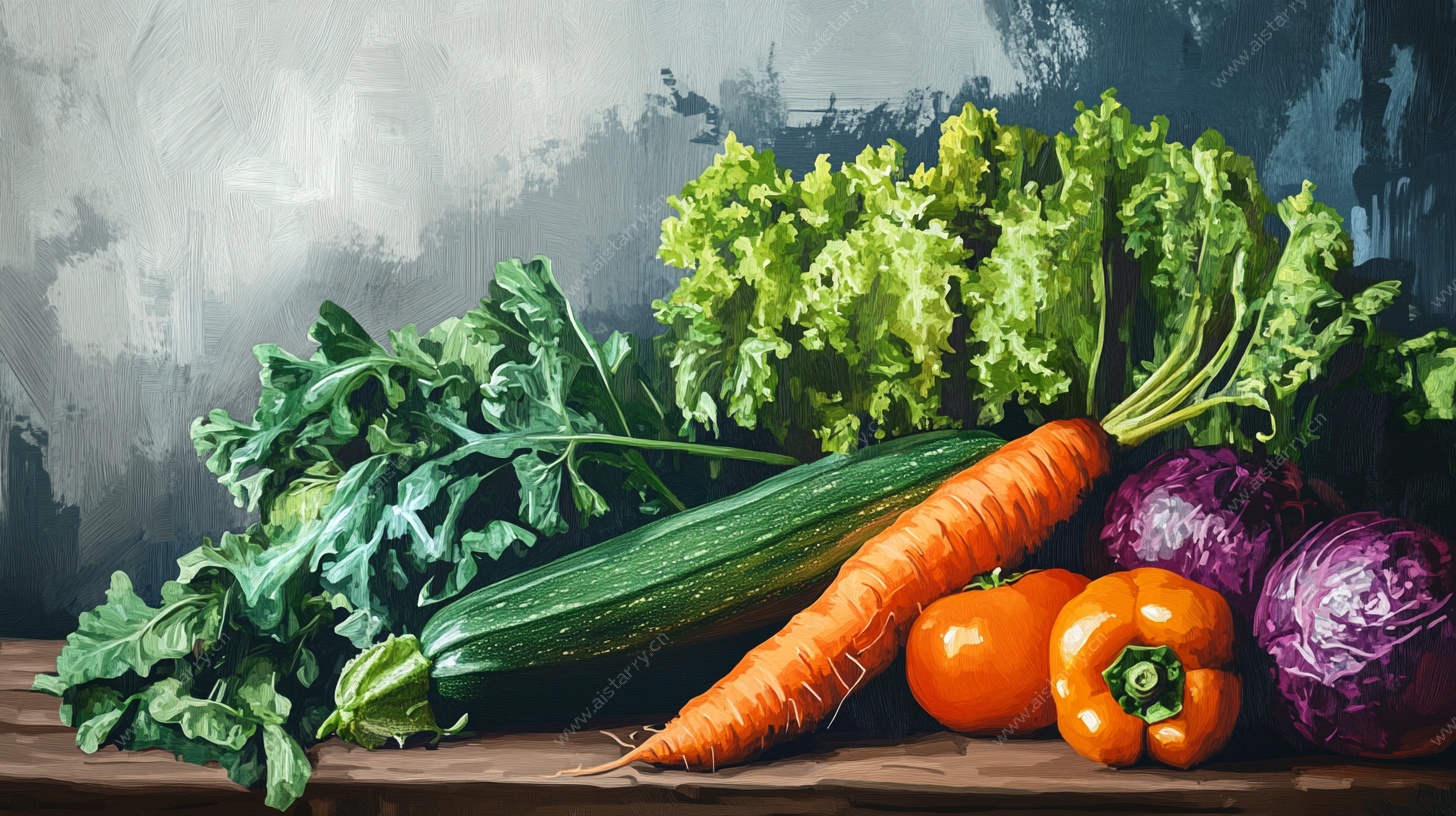 多彩新鲜蔬菜静物图