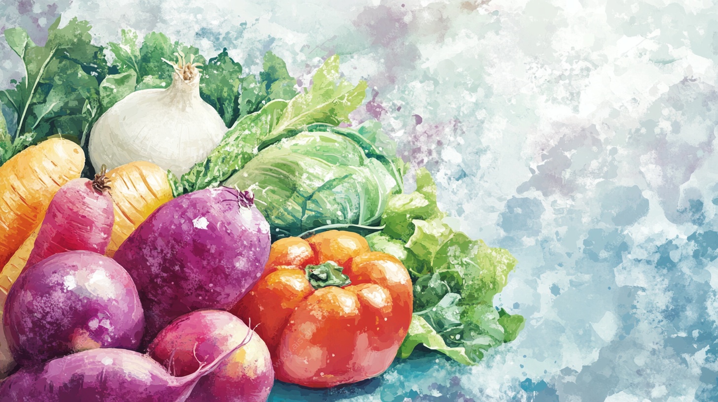 水彩绘多彩新鲜蔬菜