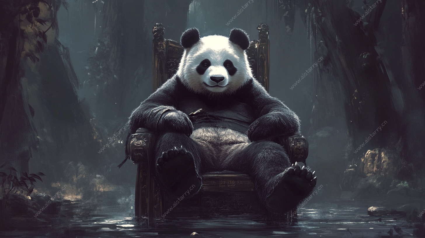 熊猫王者 森林中的霸气坐姿