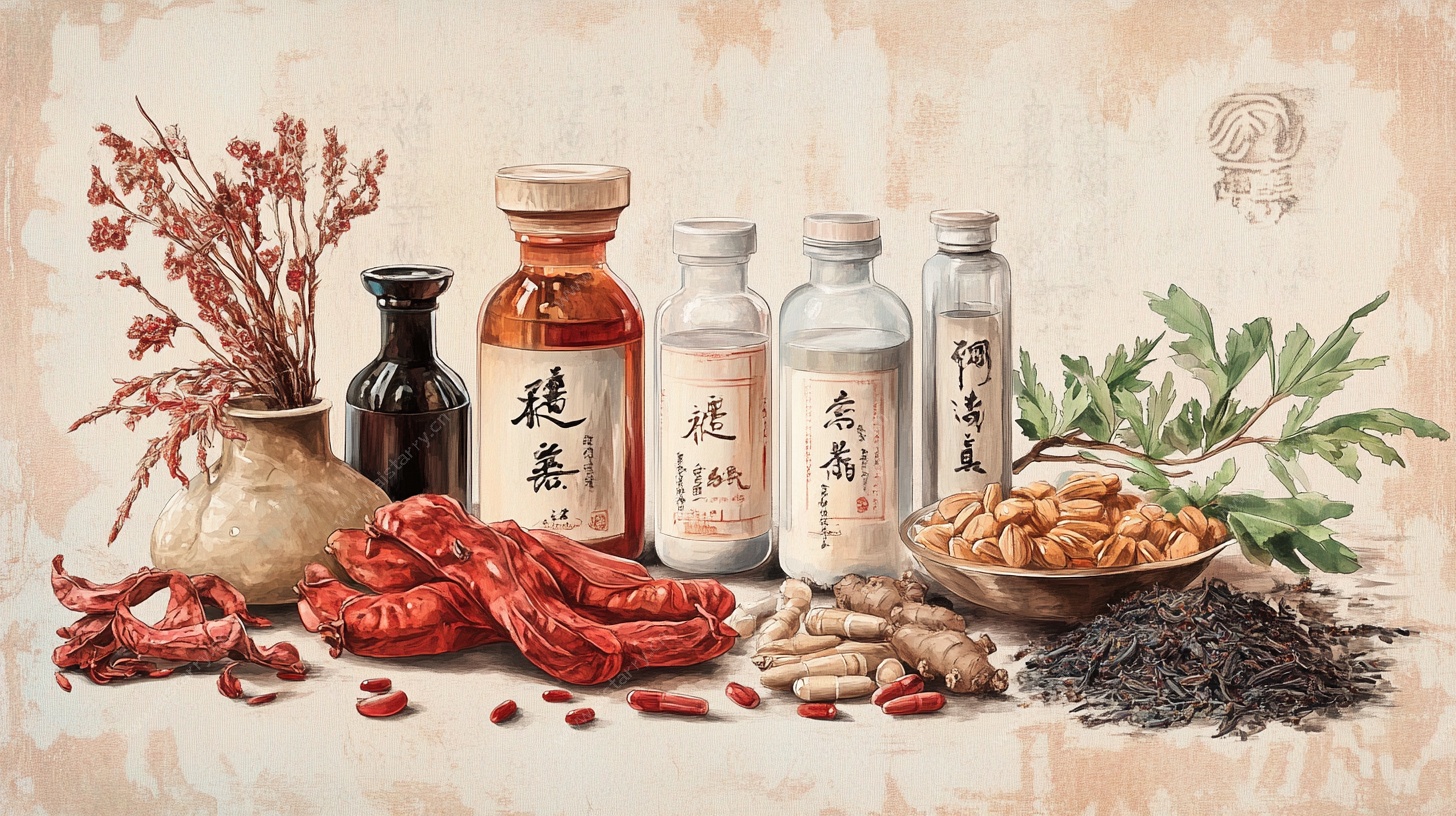 中式传统中药材静物摆拍