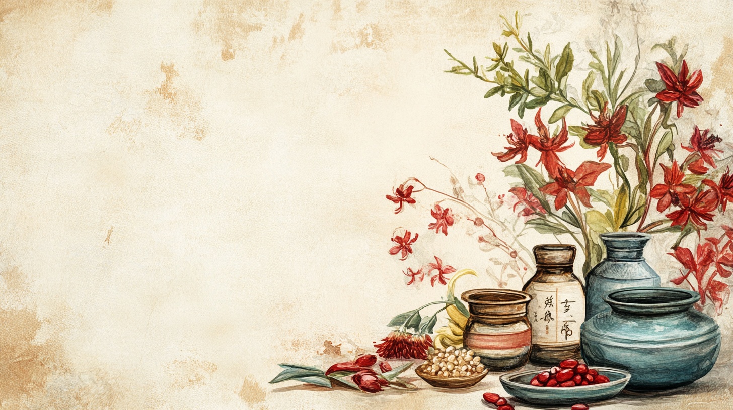 复古风中式瓶花与药材摆件