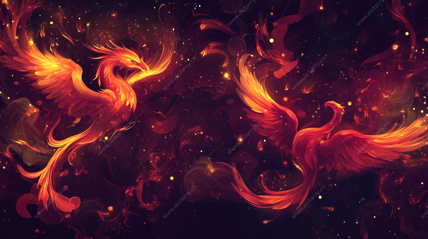 双凤翱翔星空图