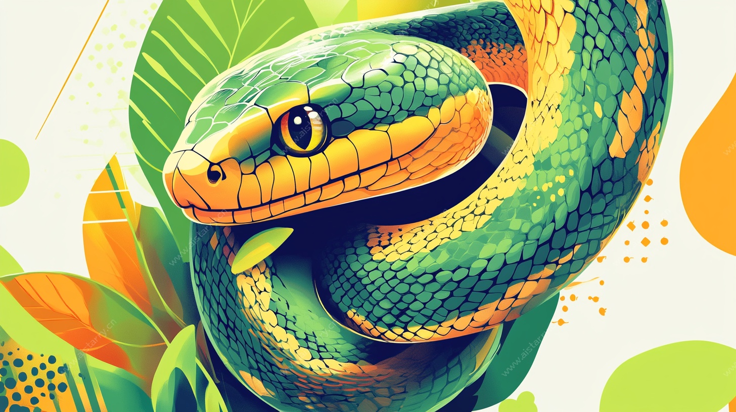 翠绿蟒蛇插画