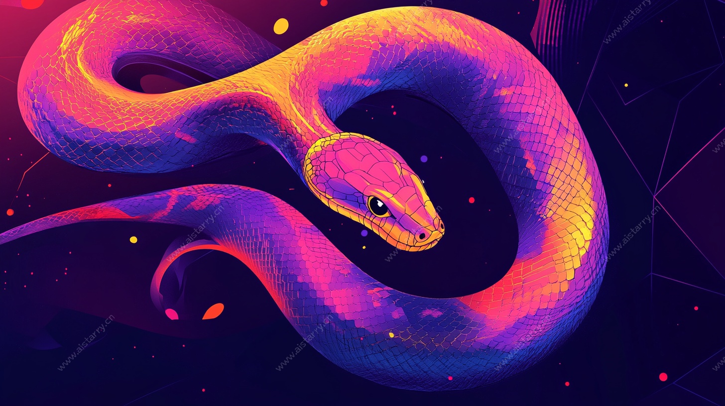 炫彩霓虹蛇艺术插画