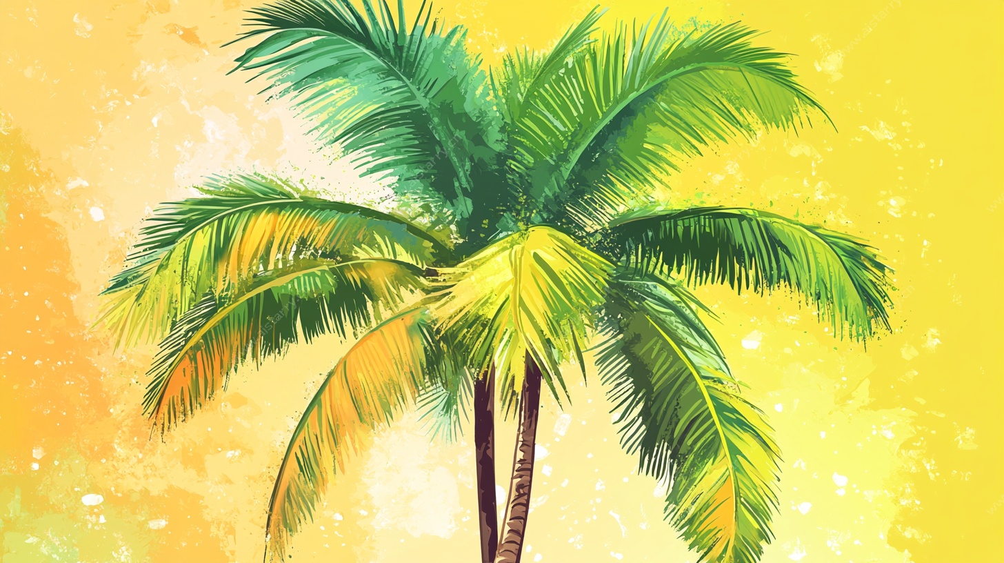 夏日棕榈树水彩插画
