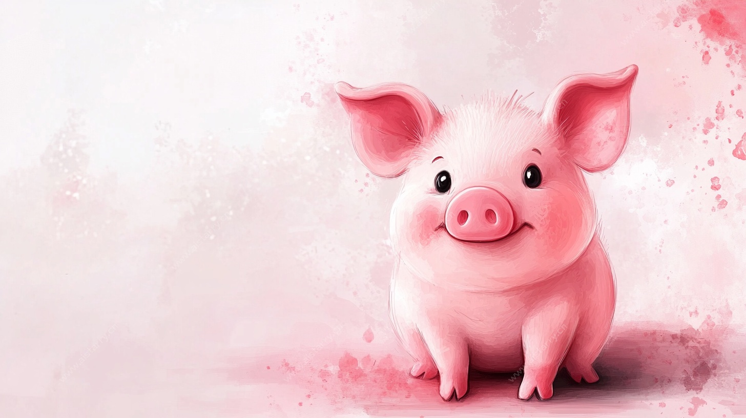 可爱粉色小猪插画