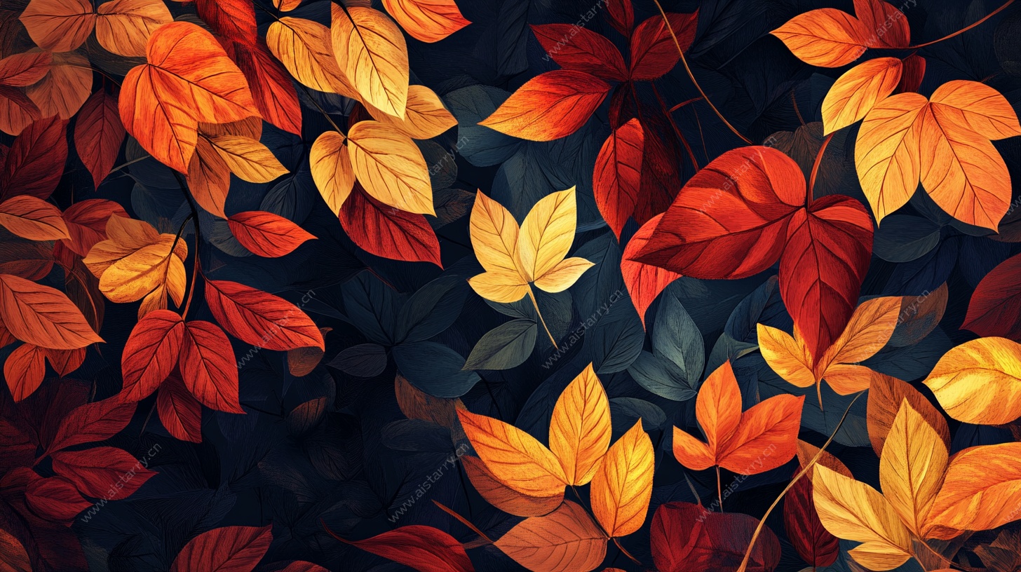 秋日缤纷落叶背景图