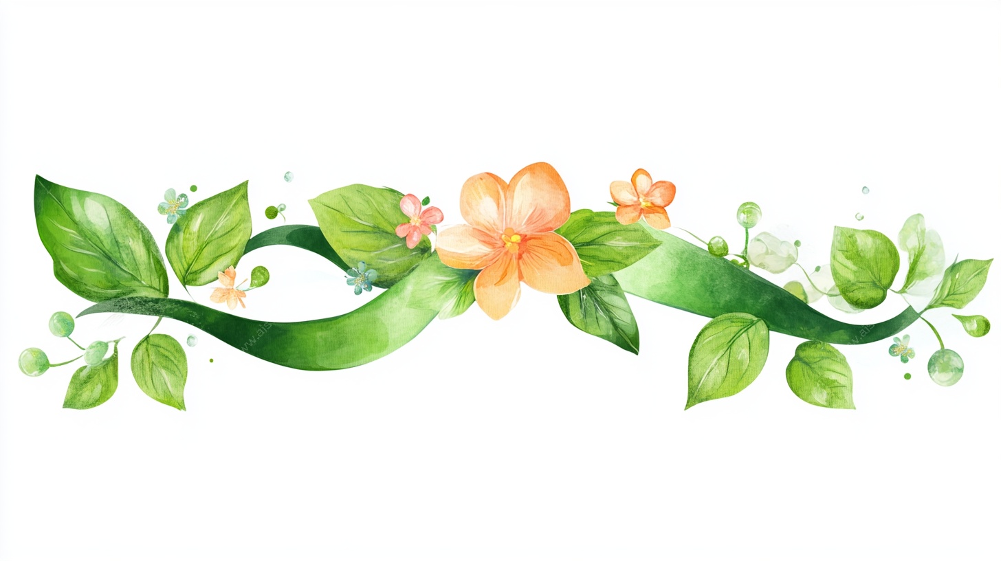水彩花卉绿叶装饰元素