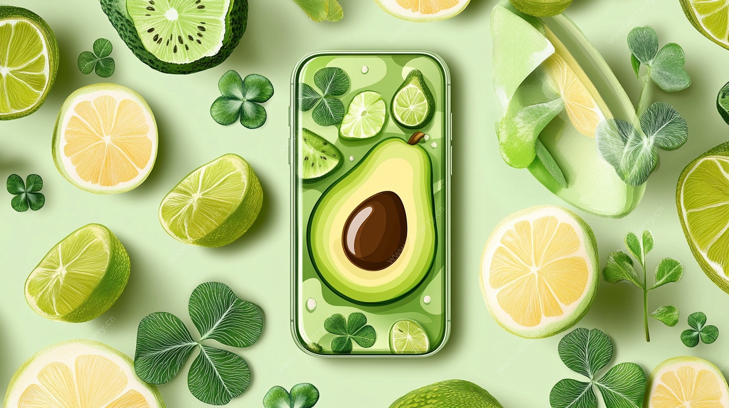牛油果主题手机壳创意插画