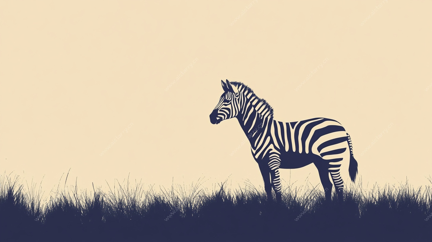 草原上的斑马剪影