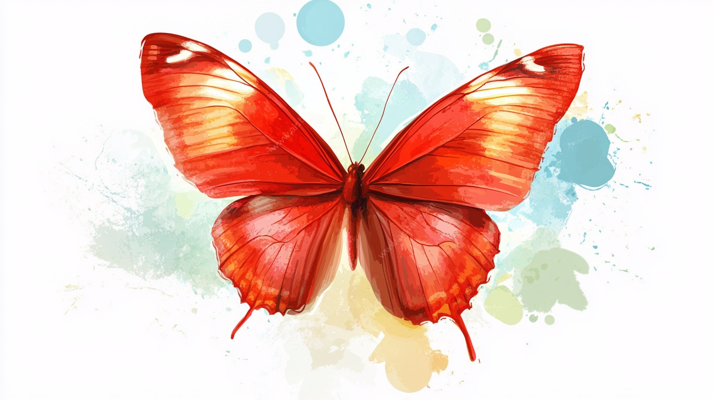 水彩红蝶 灵动自然之美