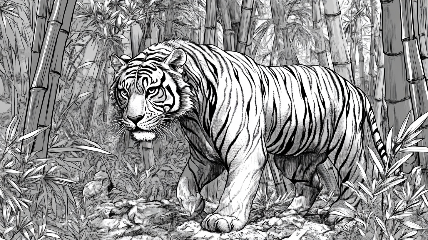 竹林中的威严猛虎