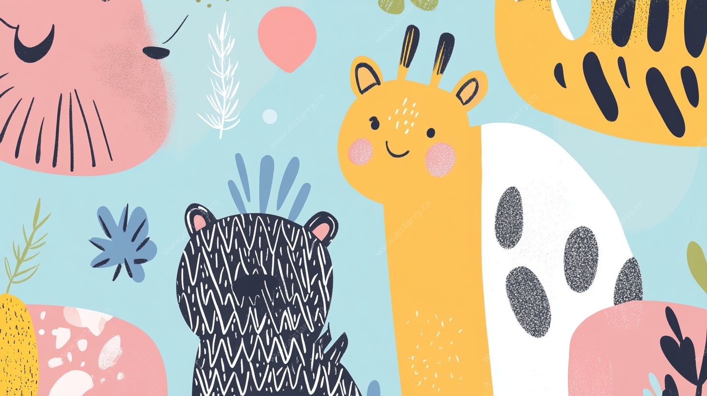 可爱动物插画图案