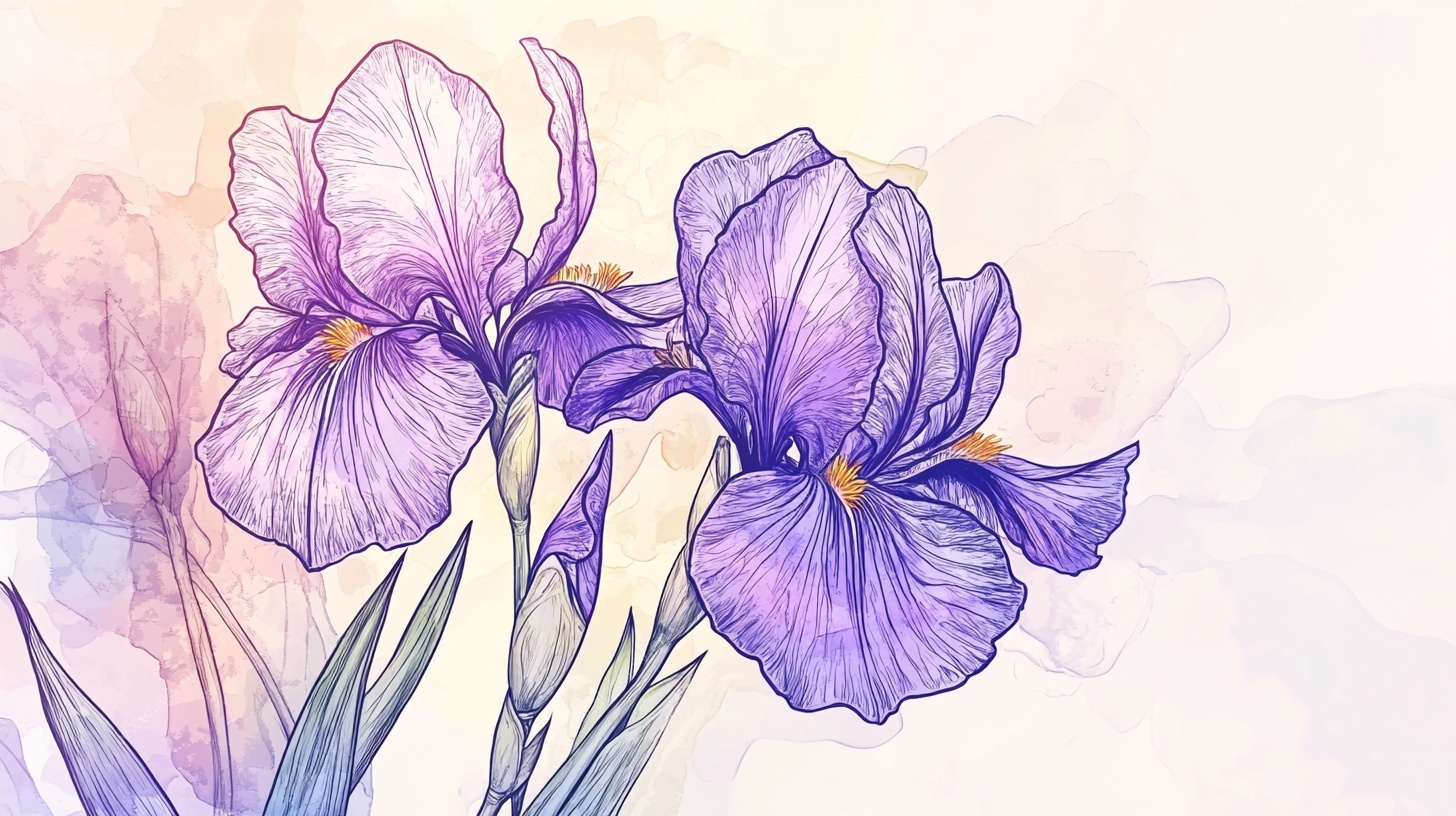 水彩鸢尾花插画