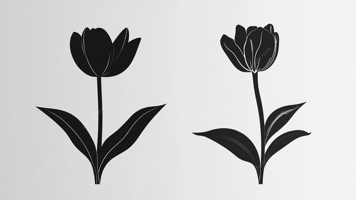 黑色郁金香剪影图案设计
