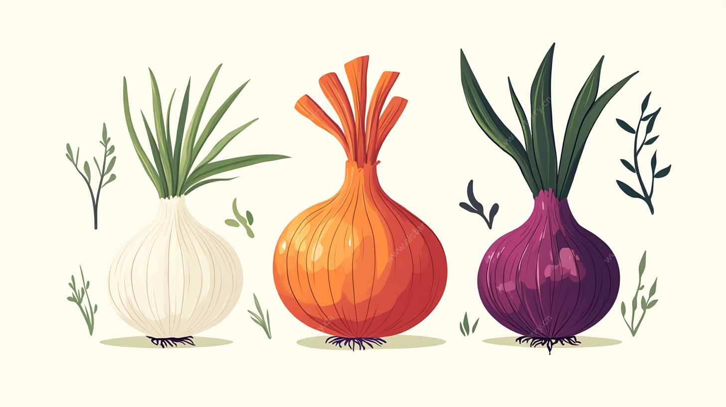 三种洋葱插画