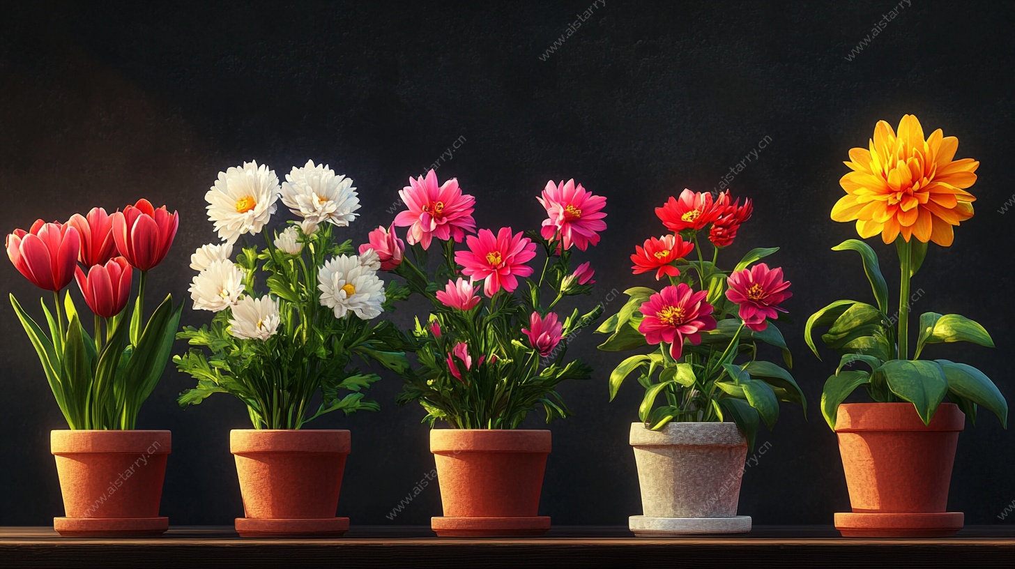 多彩盆栽花卉展示