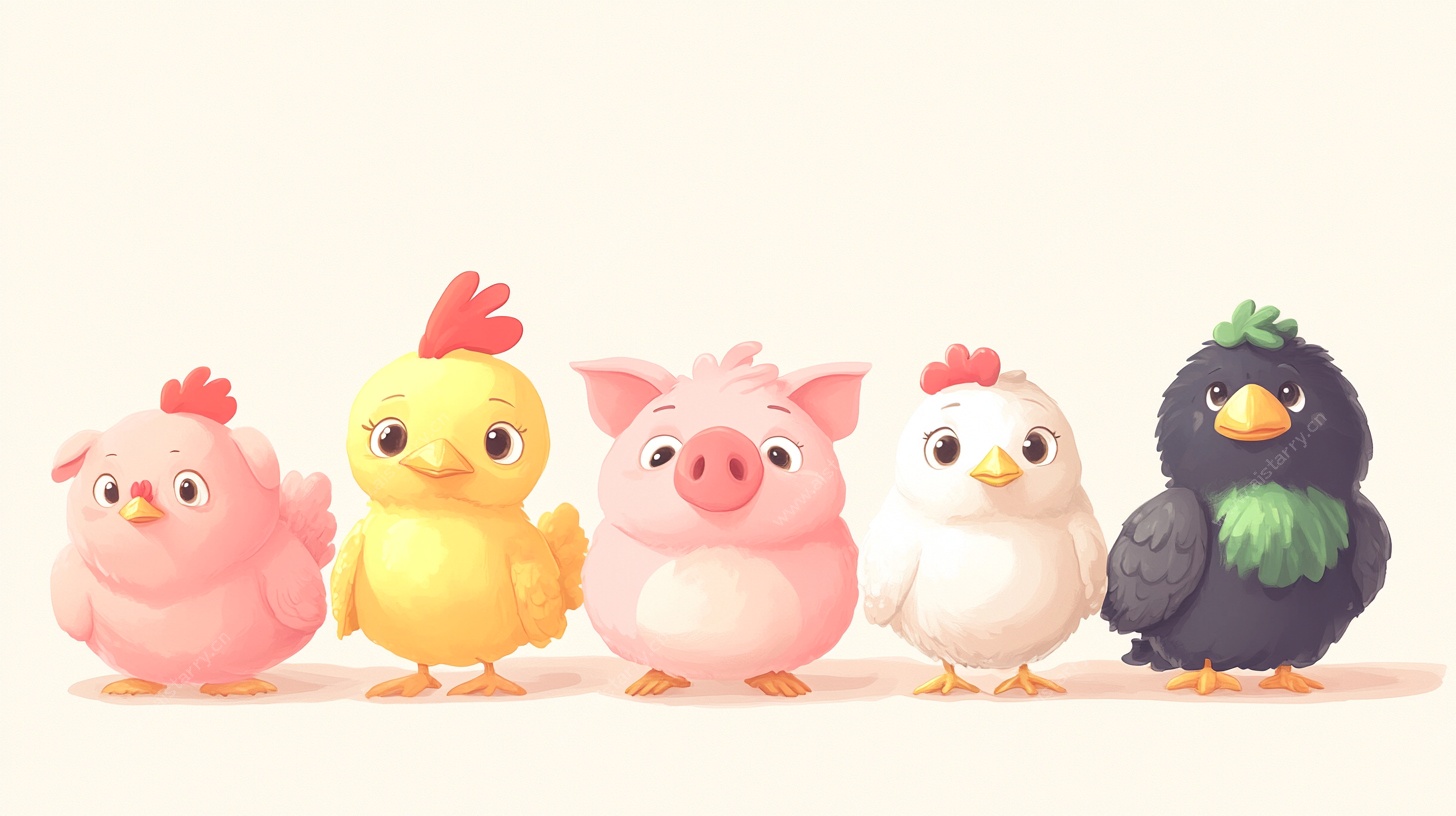 可爱家禽萌趣排排站