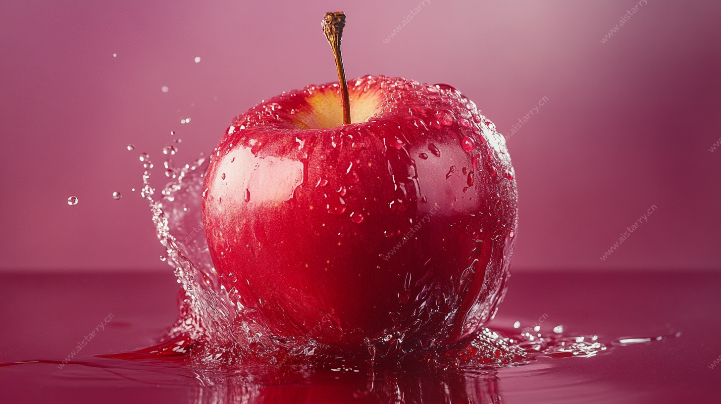 红苹果落水瞬间特写