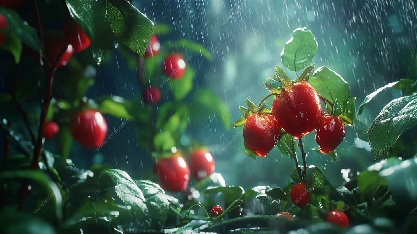 雨中红果生机显